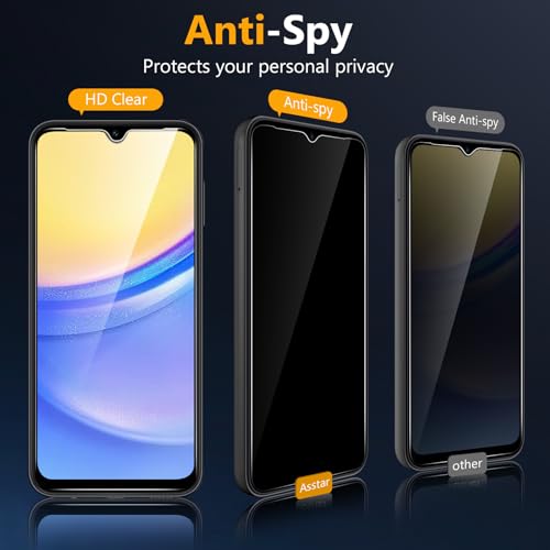 Asstar [2 Pack] Privacy Screen Protector for Samsung Galaxy A15 5G 6.5" - color: Black-A15