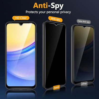 Asstar [2 Pack] Privacy Screen Protector for Samsung Galaxy A15 5G 6.5" - color: Black-A15