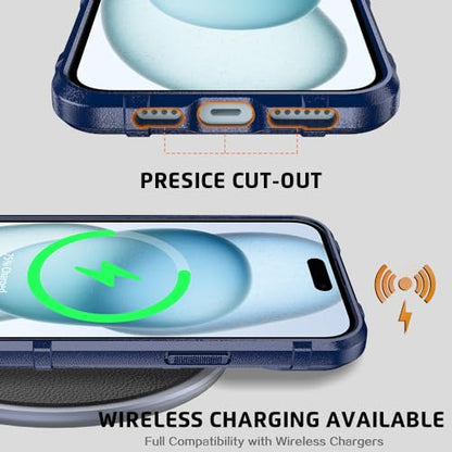 Rugged Shield 8ft Drop Proof TPU Thick Armor Tactical Protective Case Compatible with iPhone 15 Plus (6.7 inches) - Navy Blue - color: Navy Blue, size: iPhone 15 Plus