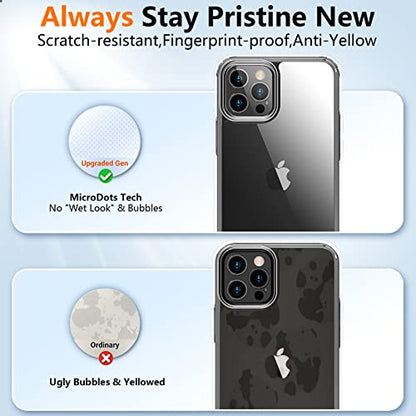 Crystal Clear for iPhone 12/12Pro Case,[Anti- Yellowing][Upgraded Military Shockproof Protection] Slim Thin Protective Bumper Phone Case 6.1 inch – Clear