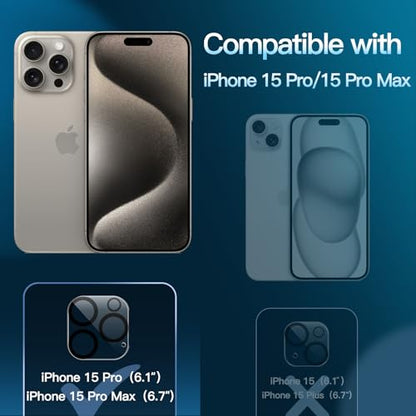 JETech Camera Lens Protector for iPhone 15 Pro/15 Pro Max, 3-Pack | 9H Tempered Glass, HD Clear, Anti-Scratch Protection, Night Shot Compatible, Case-Friendly - size: iPhone 15 Pro / 15 Pro Max
