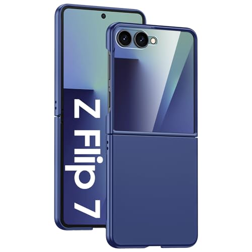 GooseBox for Samsung Galaxy Z Flip 7 Case with Screen Protection,Z Flip 7 Slim HD Clearly Case Ultra-Thin Anti-Scratch Shockproof Phone Case(Blue) - color: Flip7-Blue PYK