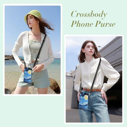 Neoprene Phone Sleeve Pouch Bag Case with Crossbody Strap Compatible for iPhone 17 Pro Max Air 16 Plus / Galaxy S26 Ultra / S26+ S25 FE A17 A36 A56 / Pixel 10 Pro XL / OnePlus 15 13 (Starry Night, XL) - color: Starry Night