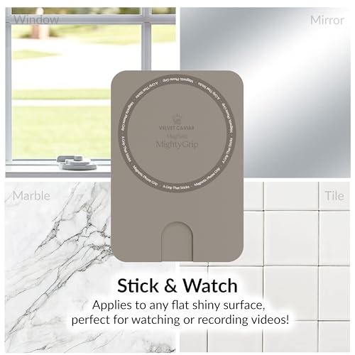 Velvet Caviar Suction Cup Phone Case Mount Compatible with MagSafe Devices Only - Magnetic Silicone Sticky Phone Grip Holder for iPhone Back of Phone - Mirror Gripper (Grey) - color: Grey