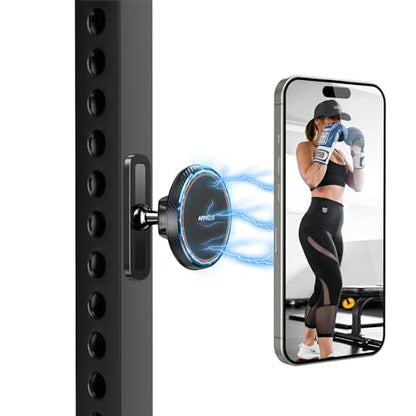 APPS2Car Gym Magnetic Phone Holder, Aluminum Alloy Base & Ball Joint, Black