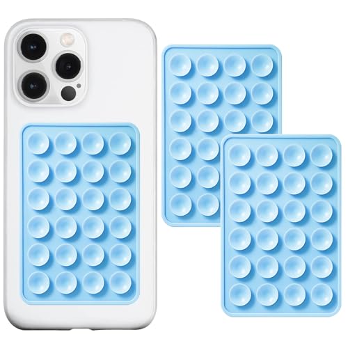 PKYAA Anteel 2 Pack Silicone Suction Phone Case Adhesive Mount, Strong Grip Holder for Selfies and Videos, Hands-Free Sticky Phone Grip for iPhone and Android, 2.17" x 3.15" (Baby Blue) - color: Baby Blue