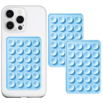 PKYAA Anteel 2 Pack Silicone Suction Phone Case Adhesive Mount, Strong Grip Holder for Selfies and Videos, Hands-Free Sticky Phone Grip for iPhone and Android, 2.17" x 3.15" (Baby Blue) - color: Baby Blue