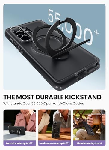 i-Blason for Samsung Galaxy S26 Ultra Case MagSafe with Ring Stand, 360° Full-Body with Built-in Screen Protector, 2-in-1 Kickstand/Ring Holder, Anti-Yellowing Slim Shockproof Phone Case, Frost Black - color: Frost Black