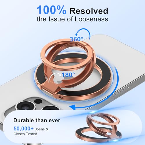 Magnetic Phone Ring Holder, MagSafe Phone Grip Stand Finger Ring Kickstand - color: rose-gold