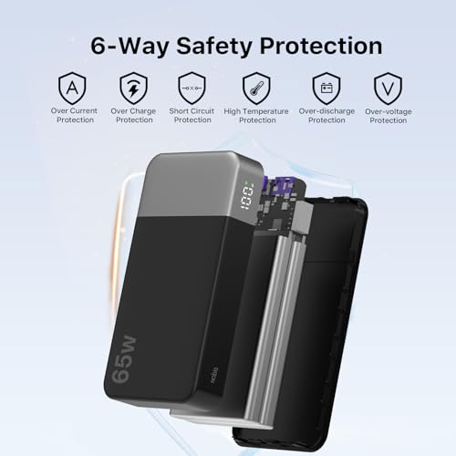 NOBIS Portable Charger 20000mAh 65W Power Bank Fast Charging - color: Black