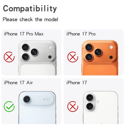 Bling Diamond Camera Lens Protector Compatible with iPhone 17 Air, Metal Glitter Gem Camera Cover，9H Tempered Glass lens full Screen Sparkle Rhinestone Protector - size: for iPhone 17 Air
