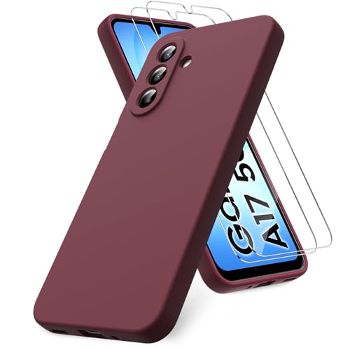 Vansdon for Samsung Galaxy A17 4G/5G Case-Wine Red | Soft TPU Liquid Silicone Phone Case with 2 Screen Protectors, Military-Grade Protection Shockproof Slim Phone Cover - color: wine red, size: Samsung Galaxy A17 4G/5G