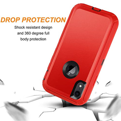 Co-Goldguard Case for iPhone XR Case 3-Layer Heavy Duty Bumper Cover Military Grade Drop Protection Shockproof Phone Case for iPhone XR 6.1 RedBlack - color: RedBlack