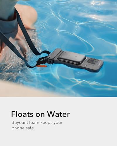 ESR Waterproof Phone Pouch for iPhone 15 Pro Max /14 Pro Max, Black | Underwater Touch Sensitivity, IPX8 Floating Waterproof Cellphone Case with Lanyard, Dry Bag for Snorkeling - color: Black