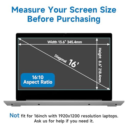 2 Pack 16 Inch 16:10 Anti Blue Light Laptop Screen Protector, Reduce Eye Strain Anti Glare Screen Protector for 16’’ with 1920x1200 Resolution Laptops, Not for 16.1'' - size: 16 inch