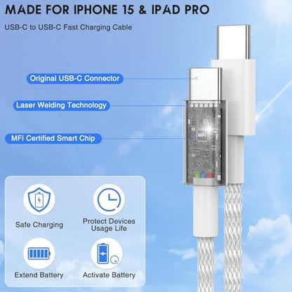 iPhone 17 16 Charger Fast Charging, 20W USB C Wall Charger +Woven 6FT Cable - size: 6FT_2Pack