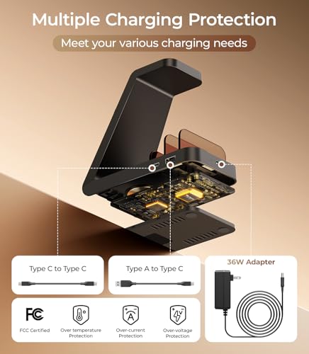 Magnetic Wireless Charger for Samsung, 5 in 1 Charging Station Compatible with MagSafe Samsung Charger for Galaxy S26/S25/Z Fold7/Flip7/Watch Ultra 8, Charger Dock Stand for All Galaxy Tab Series
