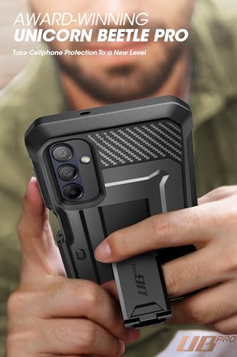 SUPCASE for Samsung Galaxy A16 Case with Screen Protector, Black | Built-in Kickstand, Rotating Belt-Clip, Military-Grade Drop Protection, Full-Body Rugged, Unicorn Beetle Pro - size: Galaxy A16