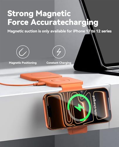 3 in 1 Charging Station for Apple, Foldable Magnetic Wireless Charger Dock - size: 15W Orange 1Pack