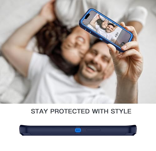 Apple iPhone 13 / iPhone 14 / iPhone 15 / iPhone 16e Case (6.1") Rugged Case Heavy Duty Shockproof Dust/Drop Proof Dual Layer Cover Navy - color: Navy