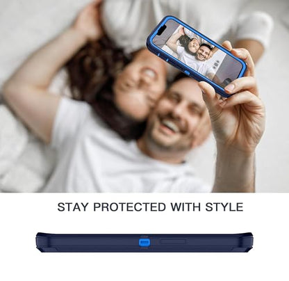 Apple iPhone 13 / iPhone 14 / iPhone 15 / iPhone 16e Case (6.1") Rugged Case Heavy Duty Shockproof Dust/Drop Proof Dual Layer Cover Navy - color: Navy