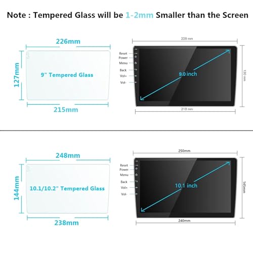 2 Pack 10.1 Inch Trapezoid Car Screen Protector, HD Clear Tempered Glass - size: 10.1 Inch High Definition