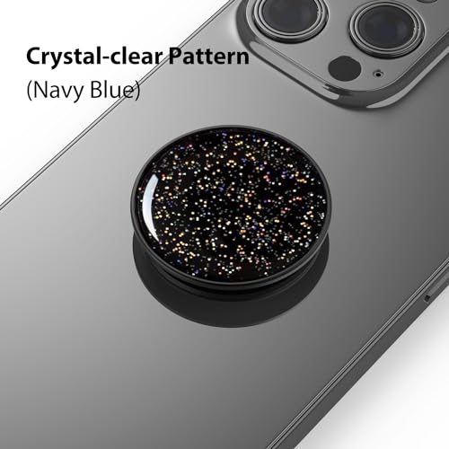 Phone Grip Holder, Phone Ring Holder Finger Kickstand, Adjustable Metal Cell Phone Rings Gripper Stand Work with Magnetic Car Mount for iPhone Samsung &Other Phones - Sky Black - color: Sky Sparkle Black