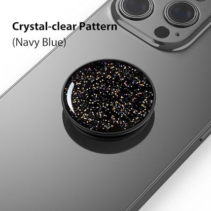 Phone Grip Holder, Phone Ring Holder Finger Kickstand, Adjustable Metal Cell Phone Rings Gripper Stand Work with Magnetic Car Mount for iPhone Samsung &Other Phones - Sky Black - color: Sky Sparkle Black