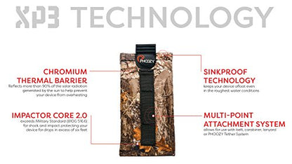 PHOOZY Thermal Phone Case - XP3 Series: Ultra-Rugged Insulated Cell Phone Pouch Prevents Overheating, Extends Battery Life, Provides Drop Protection and Floats in Water (Large - Realtree Edge)