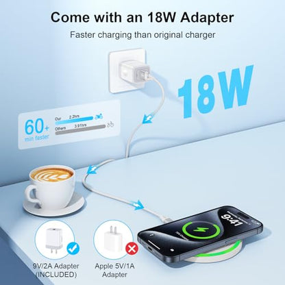 Wireless Charger Fast Charging Pad 15W with 18W Quick Charger Block Cargador Inalambrico Compatible with Samsung Galaxy S25 Edge Ultra S25+ S25 Plus Z Fold 6 Flip 6 5 S24 S24+ S24 S23 FE S22 S21 S20