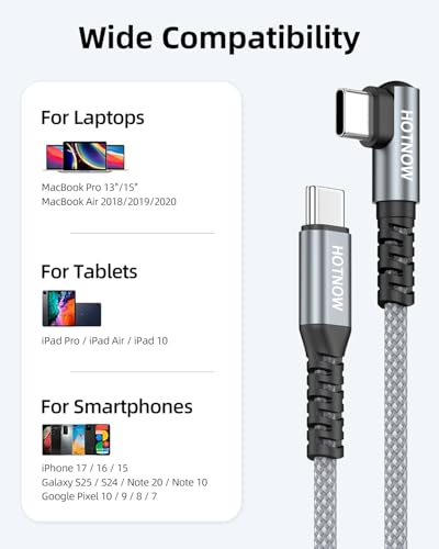 Short Right Angle USB C to USB C Cable 18 inch 3 Pack, PD 65W Fast Charging - color: Grey White, size: 1.5FT