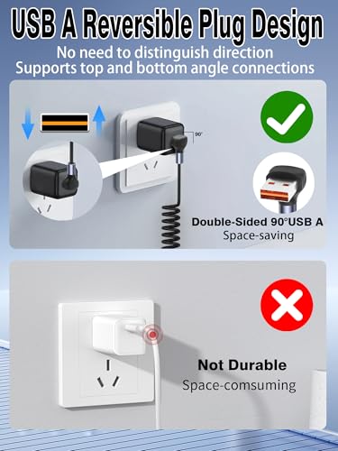 YACSEJAO 66W 90 Degree USB A to Multi USB C Spring Charging Cable, 6FT - style: USB A to 2 USB Type-C