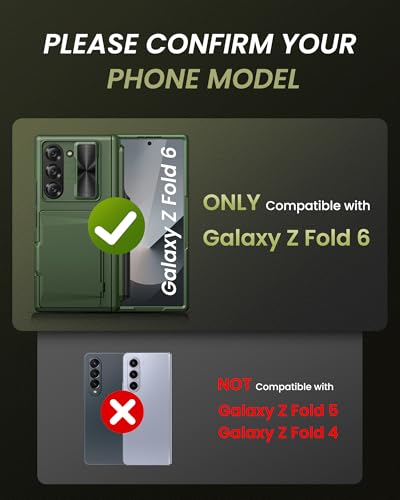 for Samsung Galaxy Z Fold 6 Wallet Case with S Pen Holder, Green - color: Green-P