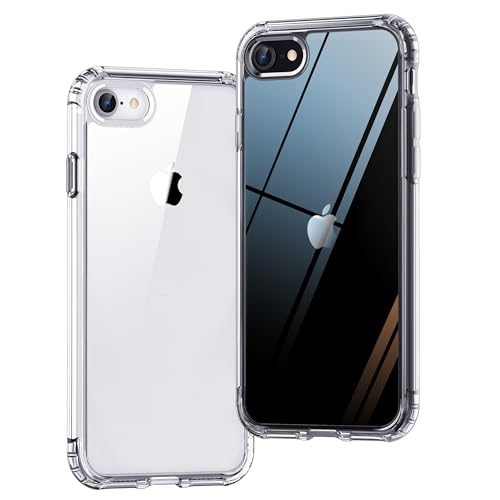 ONES for iPhone SE3 SE2 SE 8 7 Case Clear, [PC + TPU Hybrid][Military-Grade Drop Protection][Anti-Yellowing], Shockproof Silicone Hard Cover, Transparent Slim Case - color: HD Highly Clear, size: iPhone SE / 8 / 7
