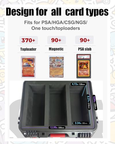 QINGUANG Graded Card Storage Box, Card Case with 6 Foam Dividers - size: 3 Rows upgraded