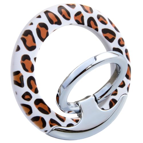 Magnetic Phone Ring for MagSafe Grip, Super Magnet Twinkle Design Ring Holder Stand, MagSafe Accessory for iPhone 17/16/15/14/13 Pro Max Plus，Classic Leopard - color: Classic Leopard