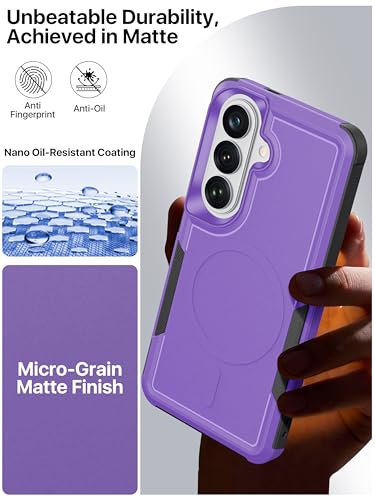 for Samsung Galaxy S26 Case Rugged Dual-Layer Shockproof Purple | Fit for Magsafe, Heavy Duty Military-Grade Protection, Matte Finish Scratch Resistant Anti-Fingerprint, S 26 Phone Case - color: Purple
