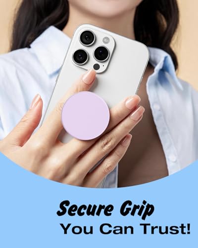 Svanove Cell Phone Grip, Collapsible Phone Stand Holder Round Expanding Kickstand for iPhone Samsung Mobile Phones, Cute Soft Silicone Glossy Jelly, Purple Lavender - color: Purple, style: Adhesive