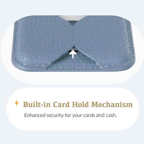 Luner - Leather Magnetic Card Wallet Compatible with Magsafe - for iPhone 17, 16, 15, 14, 13, 12 series - Holds 2 cards - Made of Vegan Leather - Frost Blue - color: Frost Blue, style: Classic
