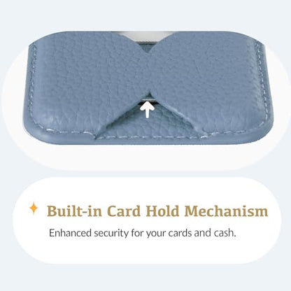 Luner - Leather Magnetic Card Wallet Compatible with Magsafe - for iPhone 17, 16, 15, 14, 13, 12 series - Holds 2 cards - Made of Vegan Leather - Frost Blue - color: Frost Blue, style: Classic
