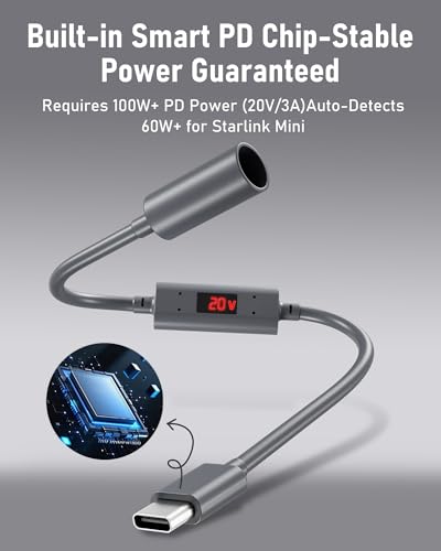 Starlink Mini USB-C to DC Power Extension Cable, 30cm Waterproof Adapter