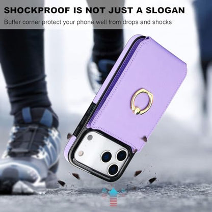 Folosu for iPhone 17 Pro Max Case Wallet, Finger Ring Holder Cover Purple - color: Purple