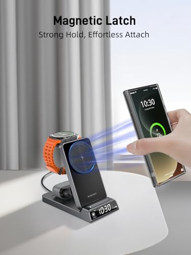Magnetic Wireless Charger for Samsung, Charging Station for Galaxy S26 - color: Tech Gray