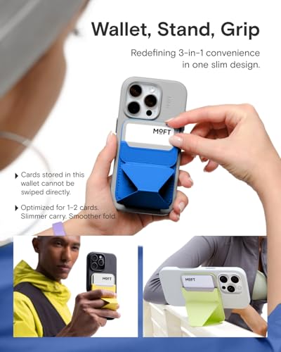 MOFT Magnetic Wallet Stand Compatible with iPhone 17/16/15/14/13/12 Series, Angle Adjustment & Magsafe Compatible MOVAS Phone Stand,Sapphire - color: Sapphire, size: Standard