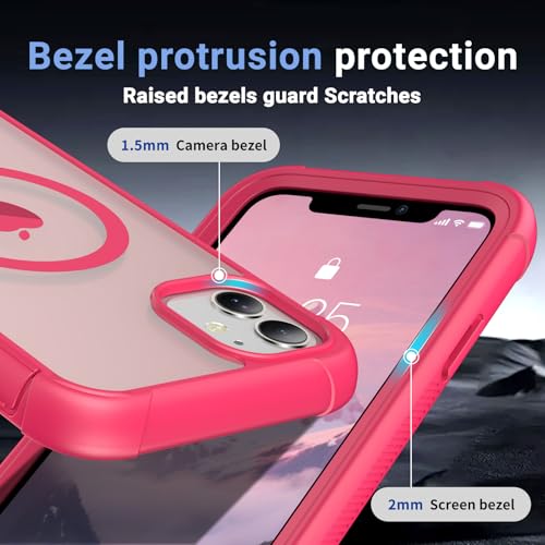 jaroco Magnetic for iPhone 11 Case Heavy Duty Protection Rose | Compatible with MagSafe,Military Grade Drop Protection,Translucent Matte,Non-Slip,Shockproof 2-Layer Durable Bumper Case - color: Rose, size: iPhone 11
