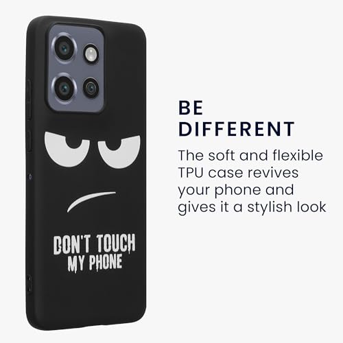 kwmobile TPU Silicone Case Compatible with Motorola Edge 60 Neo/Edge 50 Neo/ThinkPhone 25 - Case Soft Cover - Don't Touch My Phone White/Black - size: Edge 60 Neo / Edge 50 Neo / ThinkPhone 25