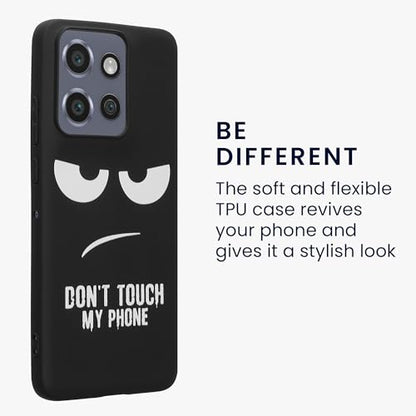 kwmobile TPU Silicone Case Compatible with Motorola Edge 60 Neo/Edge 50 Neo/ThinkPhone 25 - Case Soft Cover - Don't Touch My Phone White/Black - size: Edge 60 Neo / Edge 50 Neo / ThinkPhone 25