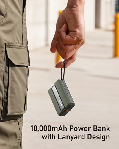 VEEKTOMX PD 30W Power Bank Fast Charging with Built-in Cable for iPhone, Small Portable Charger 10000mAh, Portable Apple Watch Charger, Compact Battery Pack for iPhone 14/13/12/11/iWatch, Green - size: Lightning Green
