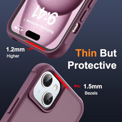 SKYLMW Compatible with iPhone 15 Plus Case with Stand,Wine Red | iPhone 15 Plus Phone Case 6.7",Magnetic Ring Stand,Compatible with MagSafe,Military-Grade Plustection,Great Grip Feeling - color: Wine Red, size: Iphone 15 Plus
