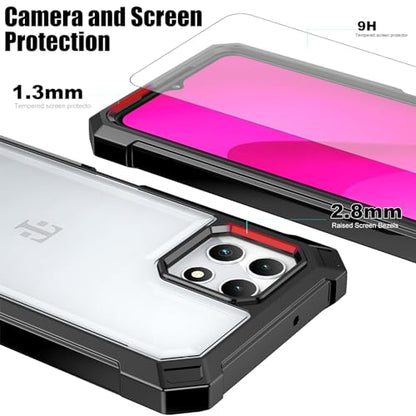Ailiber for T-Mobile REVVL 7 5G Case, REVVL 7 5G Clear Case with Screen Protector, Dual Layer Shockproof Bumper, Transparent Anti Yellowing, Military Grade Protection Cell Phone Cover-Black - color: Crystal Clear & Black